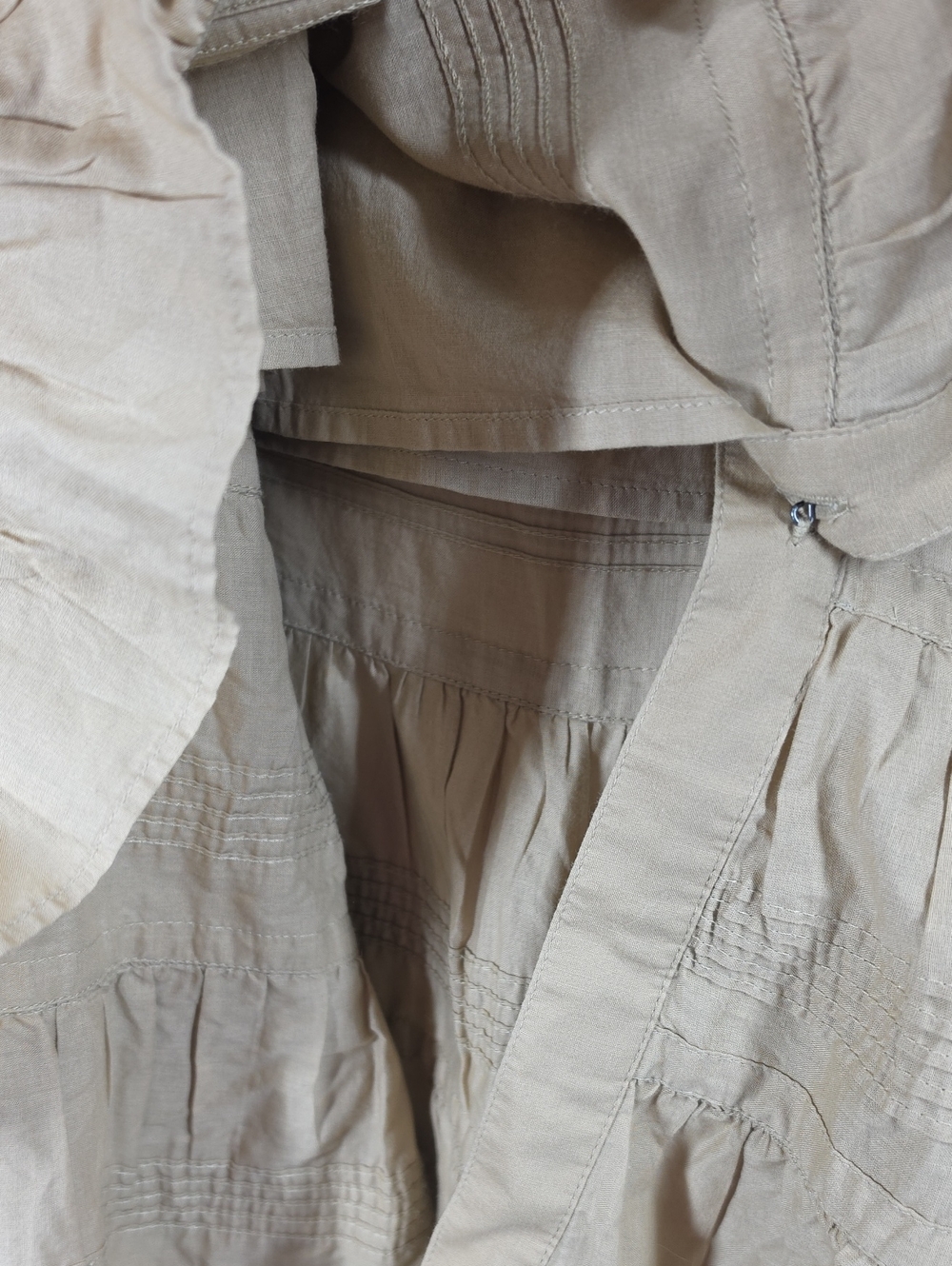Lauren Ralph Lauren Khaki Cotton Tiered Prairie Maxi Skirt 6 Button Front - Picture 7 of 11